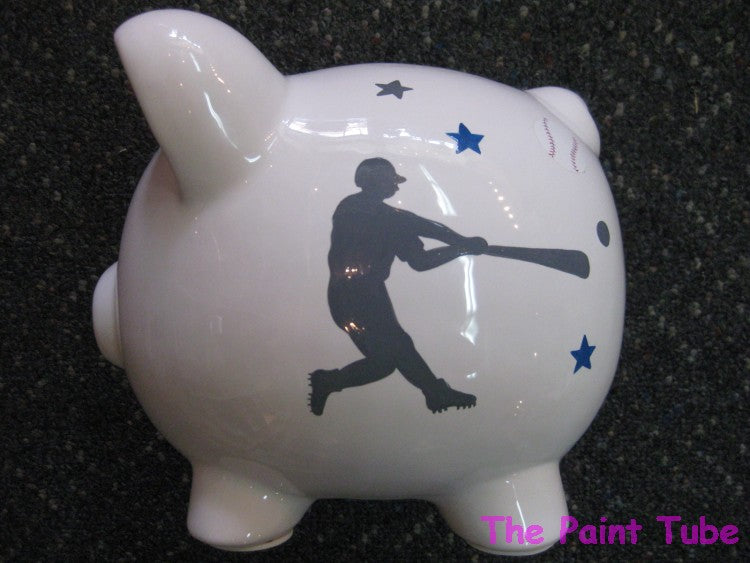 Dylan Silhouette Baseball Design Ceramic Piggy Bank