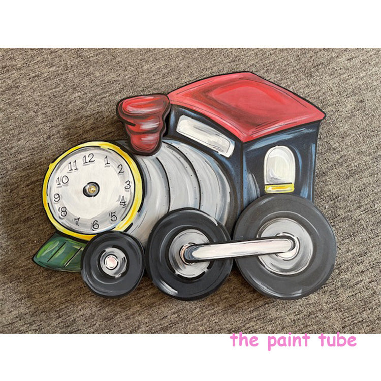Hand Painted Vintage Train Clock