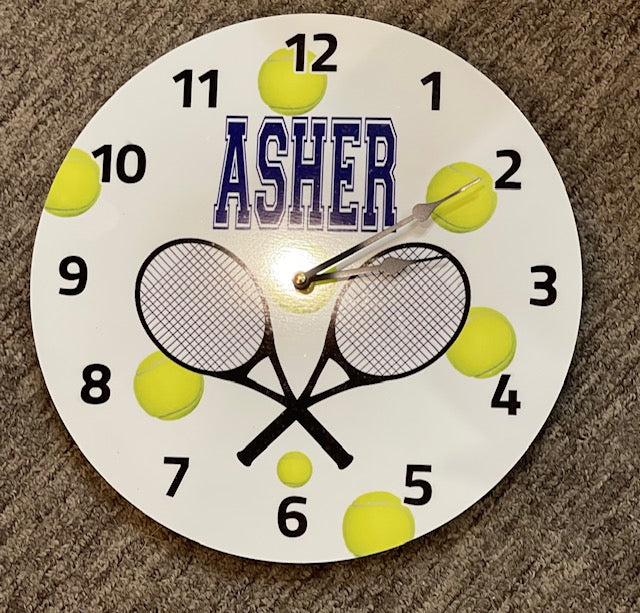 Asher Tennis Theme Personalized Wall Clock