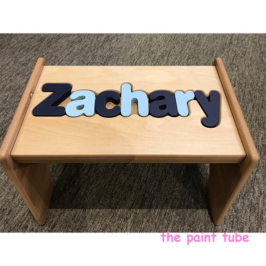 Zachary Natural Custom Name Puzzle Stool