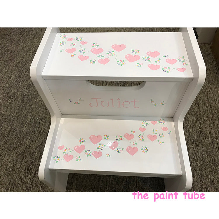 Hearts /Flower Vine 2 Step Up Stool