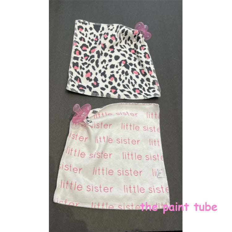 Little Sister Cheetah Organic Cotton Binky/Teether Blankee Holder