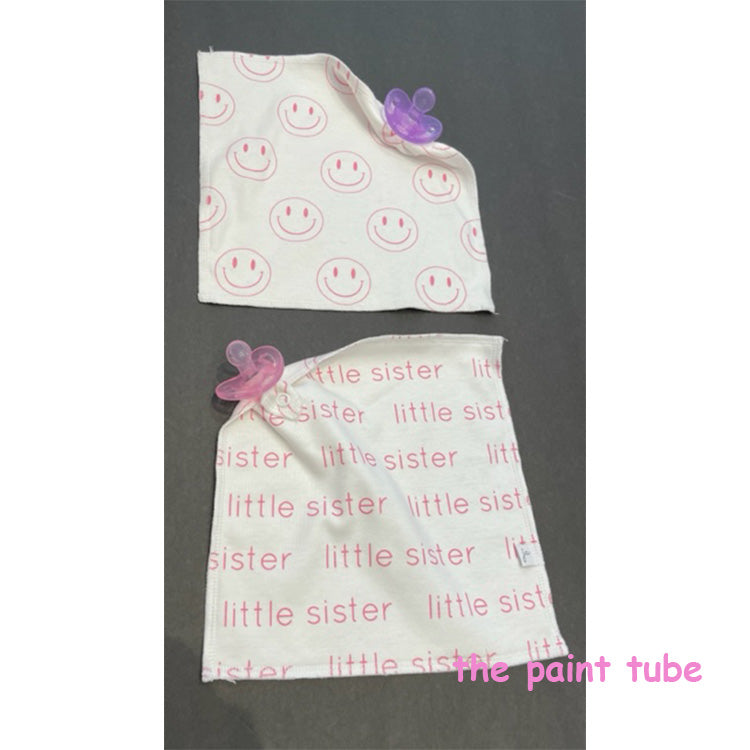 Little Sister Happy Face Organic Cotton Binky/Teether Blankee Holder