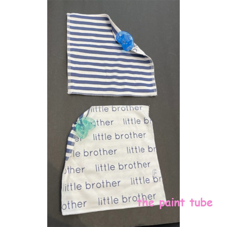 Little Brother Blue Stripe Cotton Binky/Teether Blankee Holder