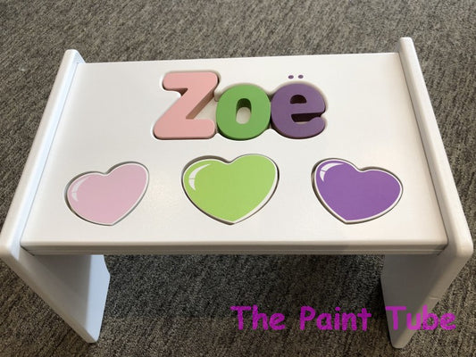 Zoe Hearts Design Puzzle Stool