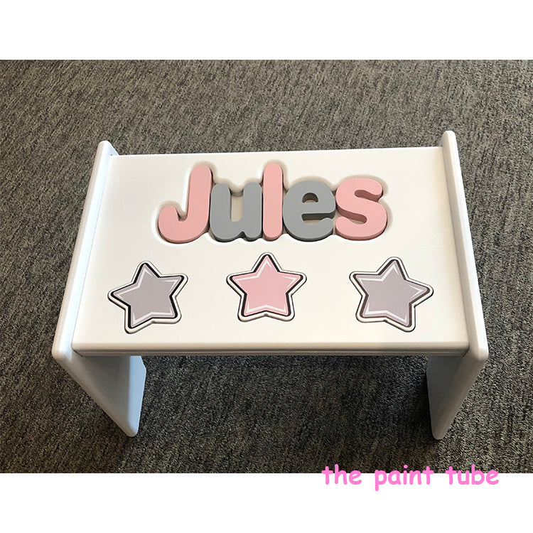 Jules Pink/Grey Stars Puzzle Stool