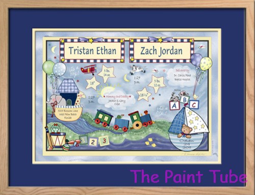 Twins Boys Watercolor