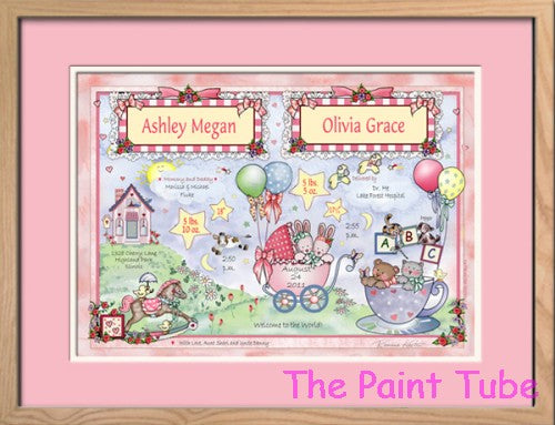 Twin Girls Watercolor