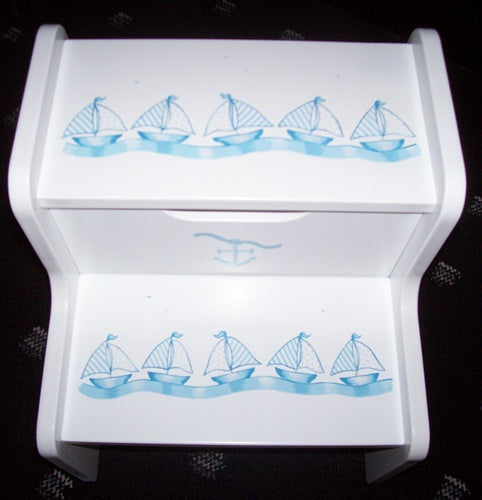 Stripes & Dots Sailboats Design 2 Step Up Stool