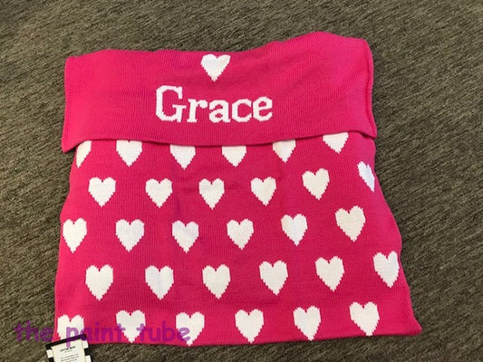 Grace Hearts 100% Cotton Knit Blanket