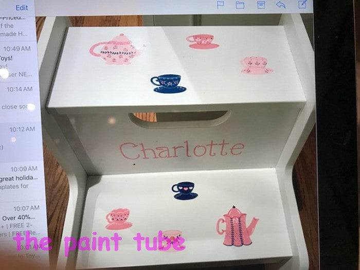 Charlotte Teacups/Teapots Theme 2 Step Up Stool