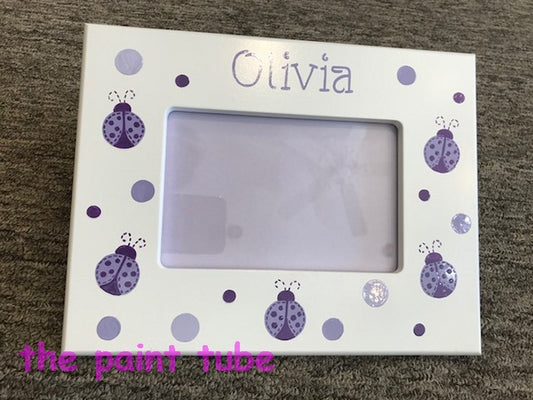 Olivia Lavendar/Purple Ladybugs Theme White Picture Frame