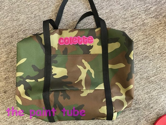 Collette Camo Pink Glitter Name Duffle Bag