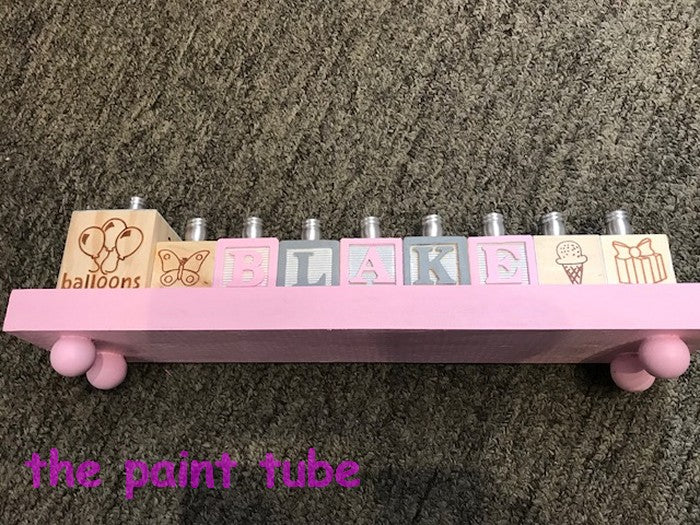 Blake Pink/Grey Painted Pink Base Block Menorah