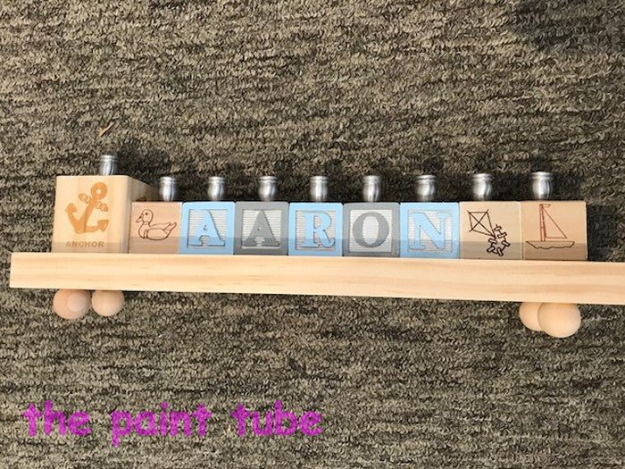 Aaron Light Blue/Grey Block Menorah