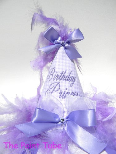 Personalize Birthday Hat in Lavender Gingham
