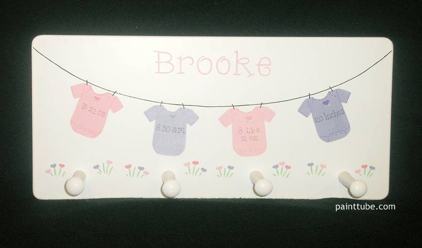Brooke Onesie Clothes Line Wall Plaque with Pegs