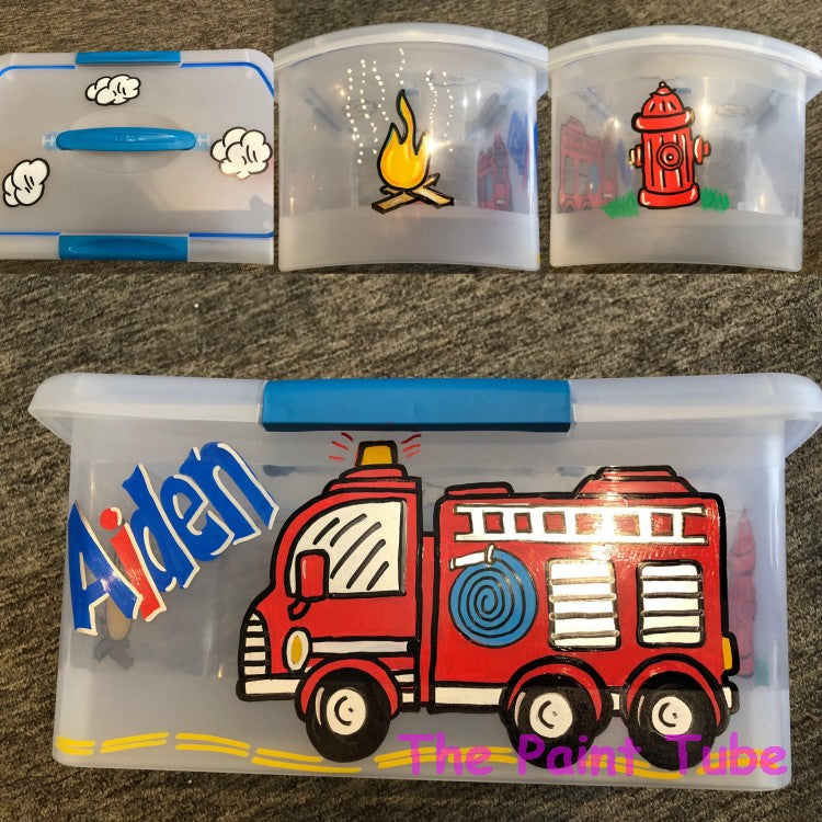 Aiden Firetruck Storage Box with Handle