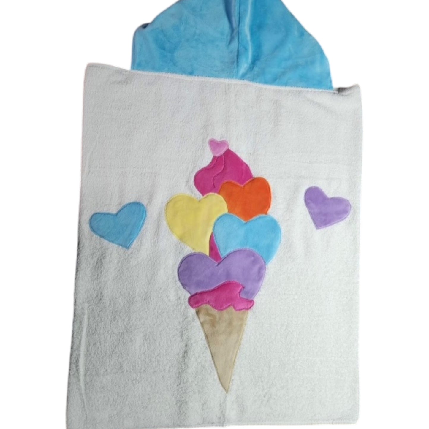 Minky Ice Cream Cone Design  Hooded Towel