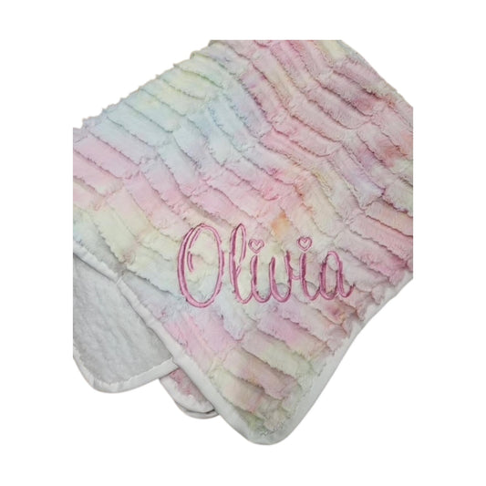 Olivia Pastel Tie Dye Minky/ Sherpa Blanket