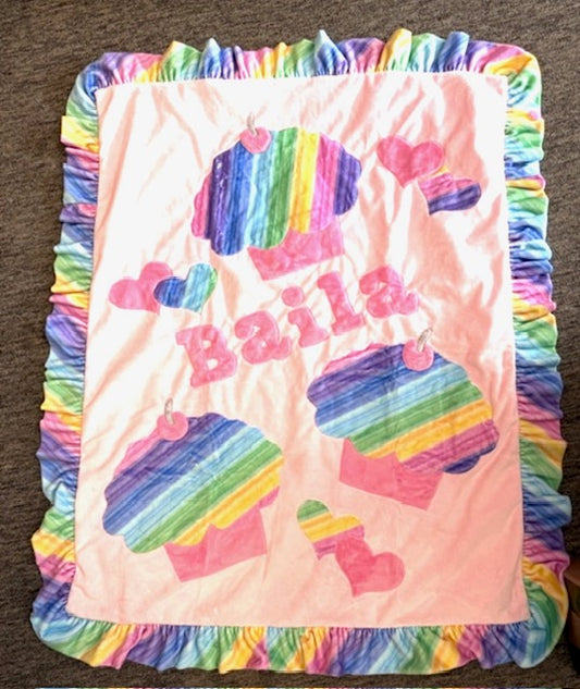 Baila Cupcakes Personalized Theme Minky Blanket