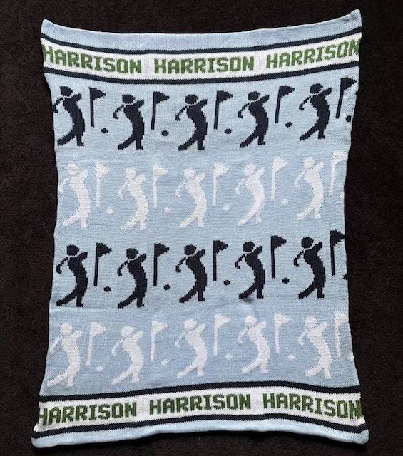 Harrison Golfer Personalized Cotton Knit Blanket