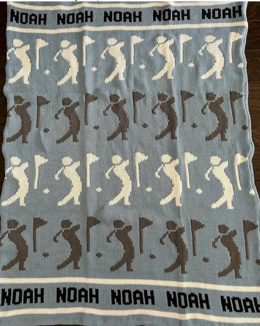 Noah Golfer Personalized Cotton Knit Blanket
