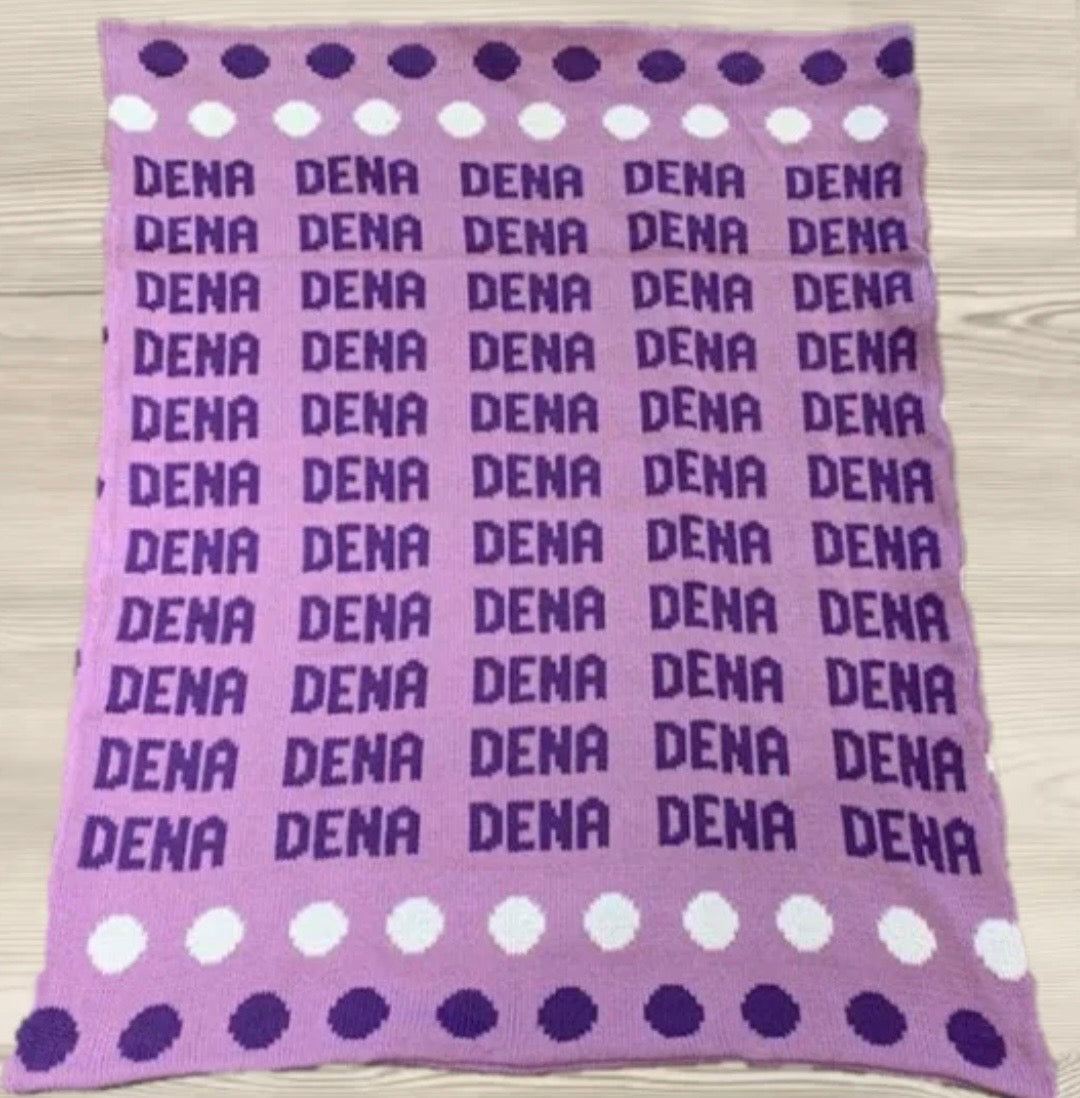 Dena Dots Theme Personalized  Cotton Knit Blanket