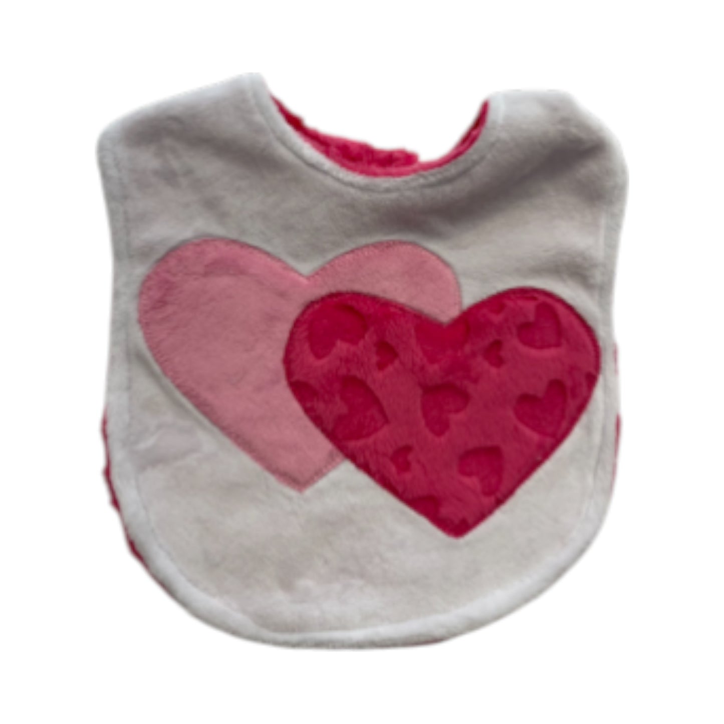 Solid Pinks Double Hearts Minky Bib