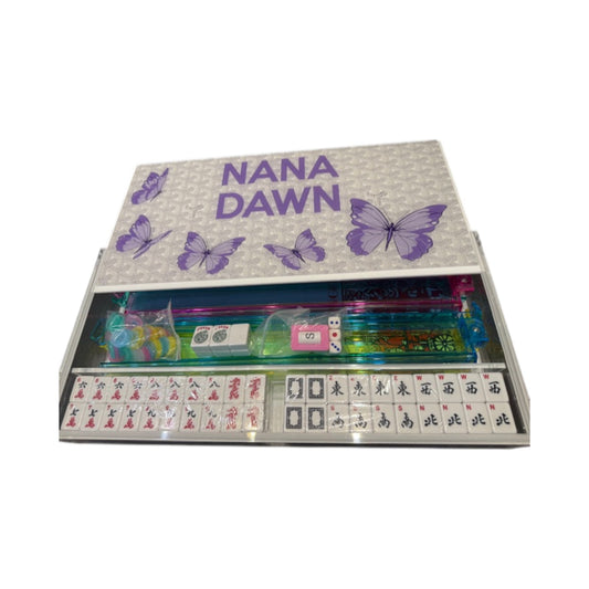 Nana Dawn Butterfly Design Lucite Mah Jongg Set
