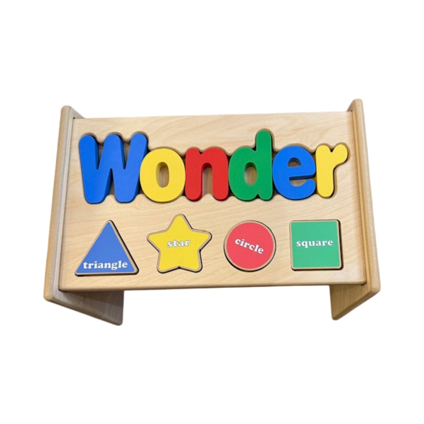 Wonder Shapes Natural Wood Puzzle Stool