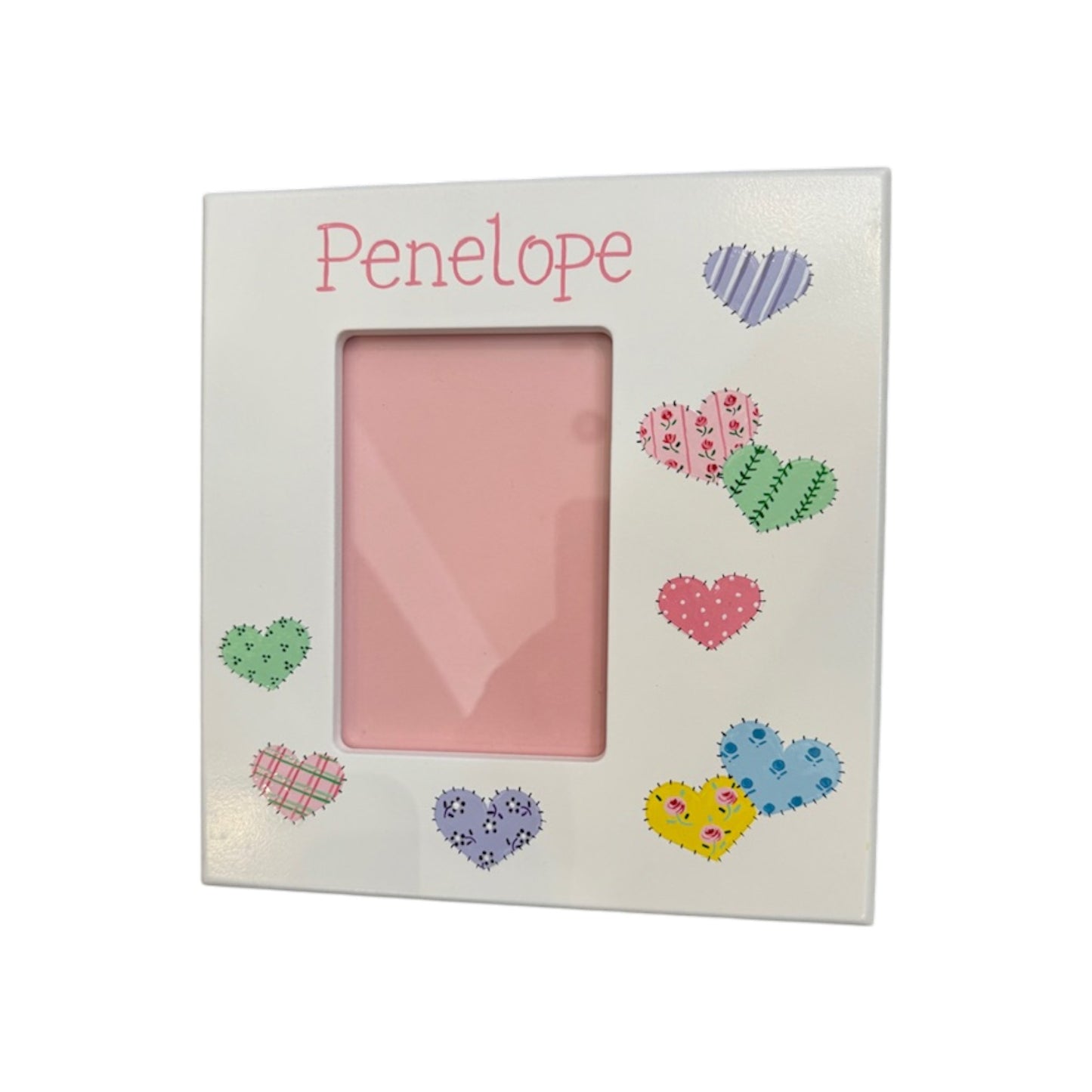 Penelope Pastels Patchwork Hearts Theme Personalized  Picture Frame