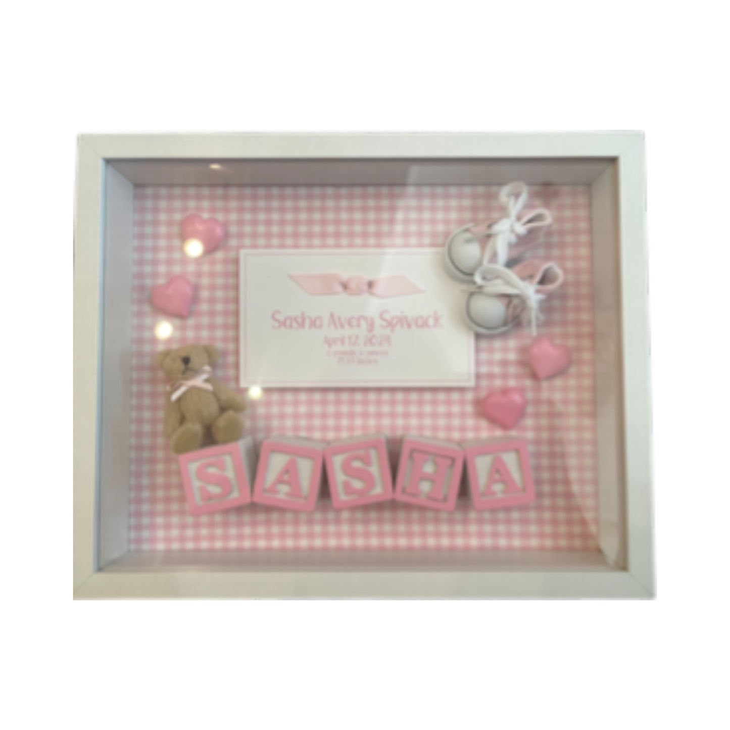 Sasha  Framed Birth Announcement Keepsake Box