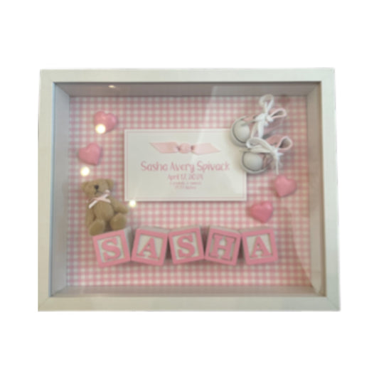 Sasha  Framed Birth Announcement Keepsake Box