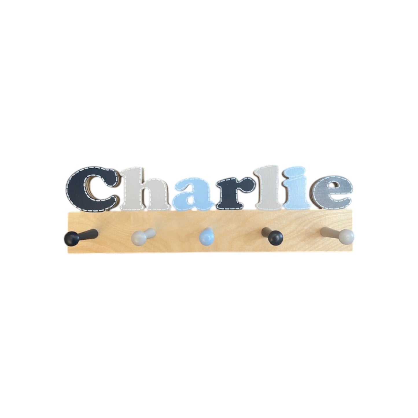 Charlie Cut Out Name Wall Rack with Pegs
