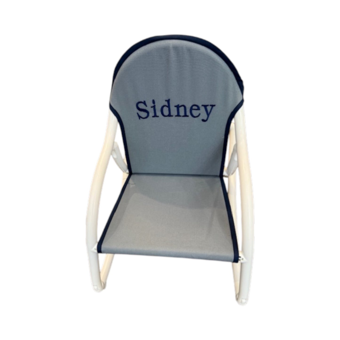 Sidney Grey/Navy Trim Embroidered  Name Rocker