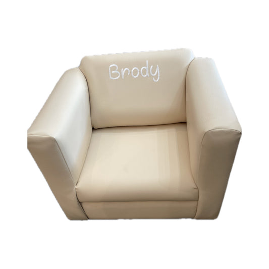 Brody Almond Vinyl Club Chair