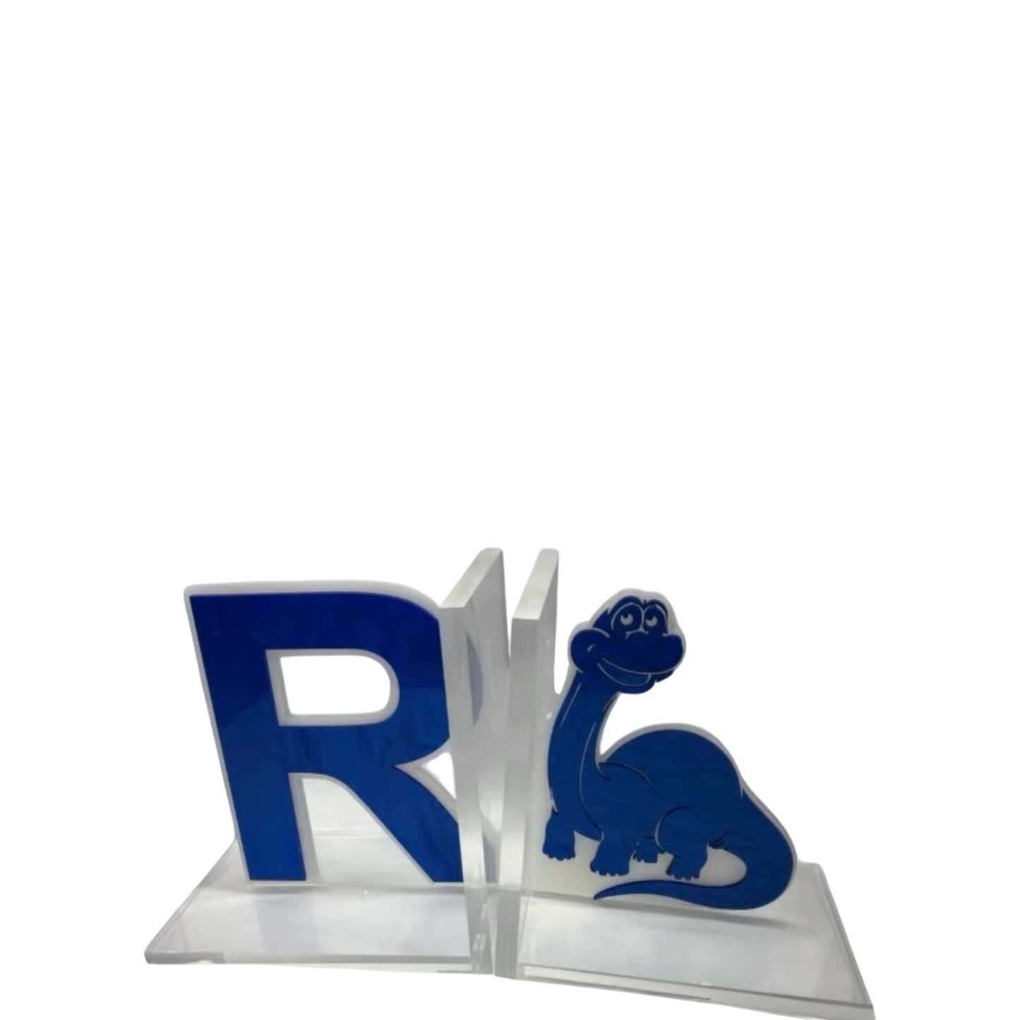 Initial R/Dinosaur  Lucite Bookends