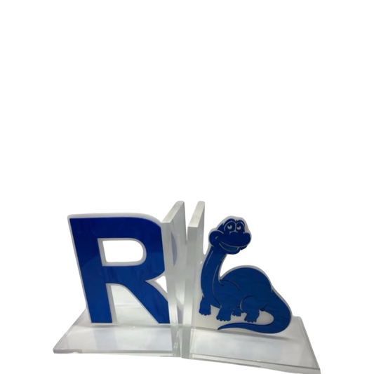 Initial R/Dinosaur  Lucite Bookends