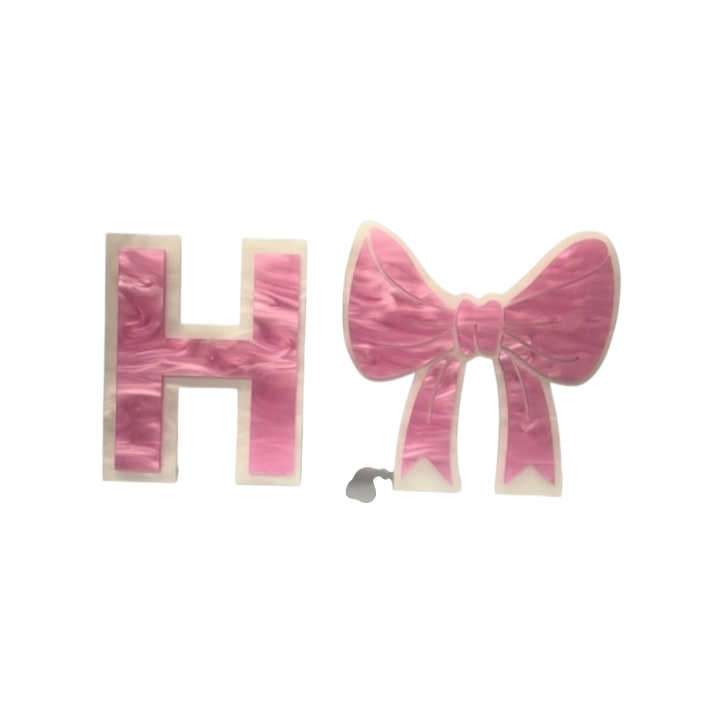 Initial H/Bow Lucite Book Ends