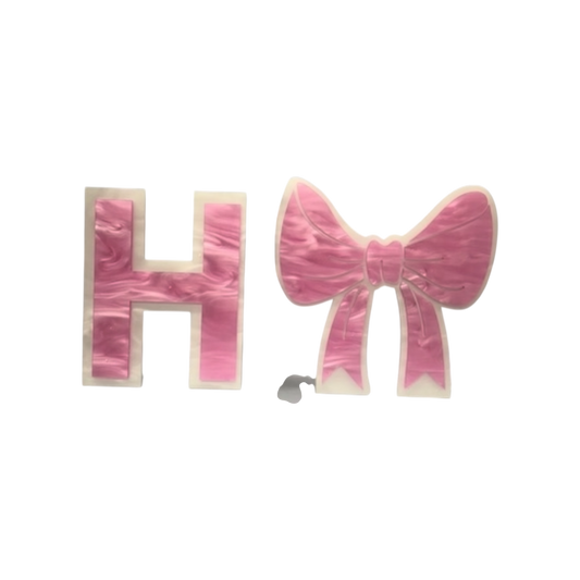 Initial H/Bow Lucite Book Ends