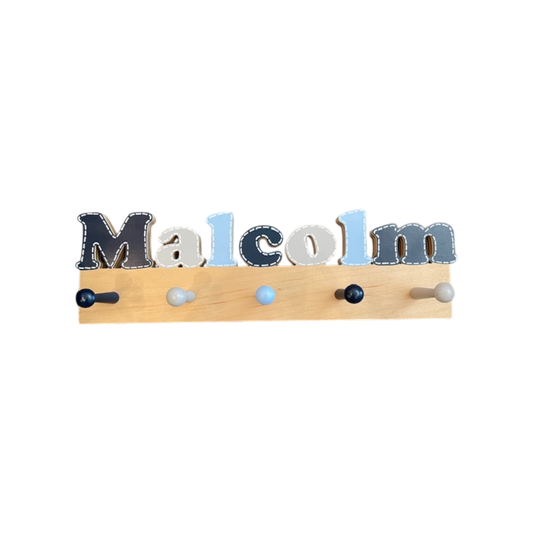 Malcolm Cut Out Name Wall Rack with Pegs
