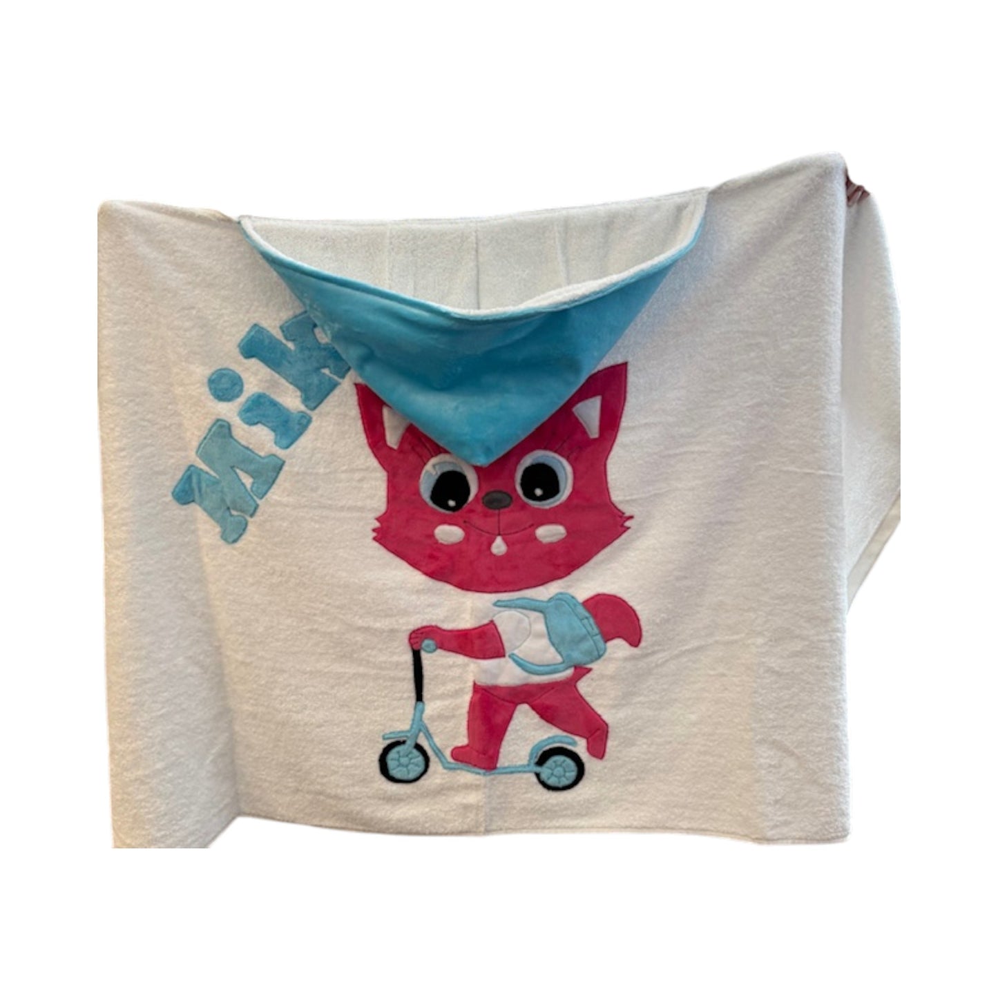 Mika Minky Cat Design Hooded Towel