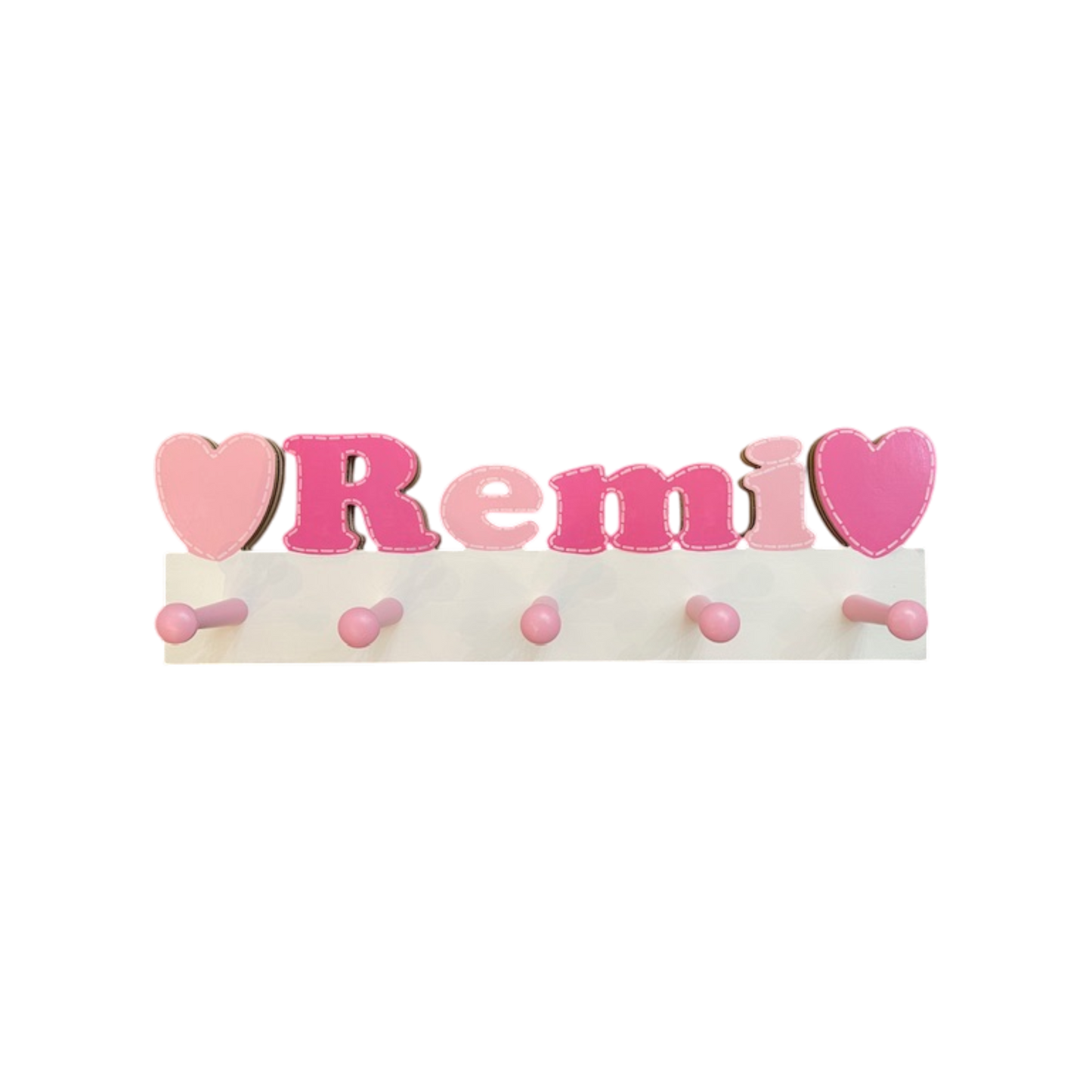 Remi Cut Out Name with Hearts Wall Rack with Pegs