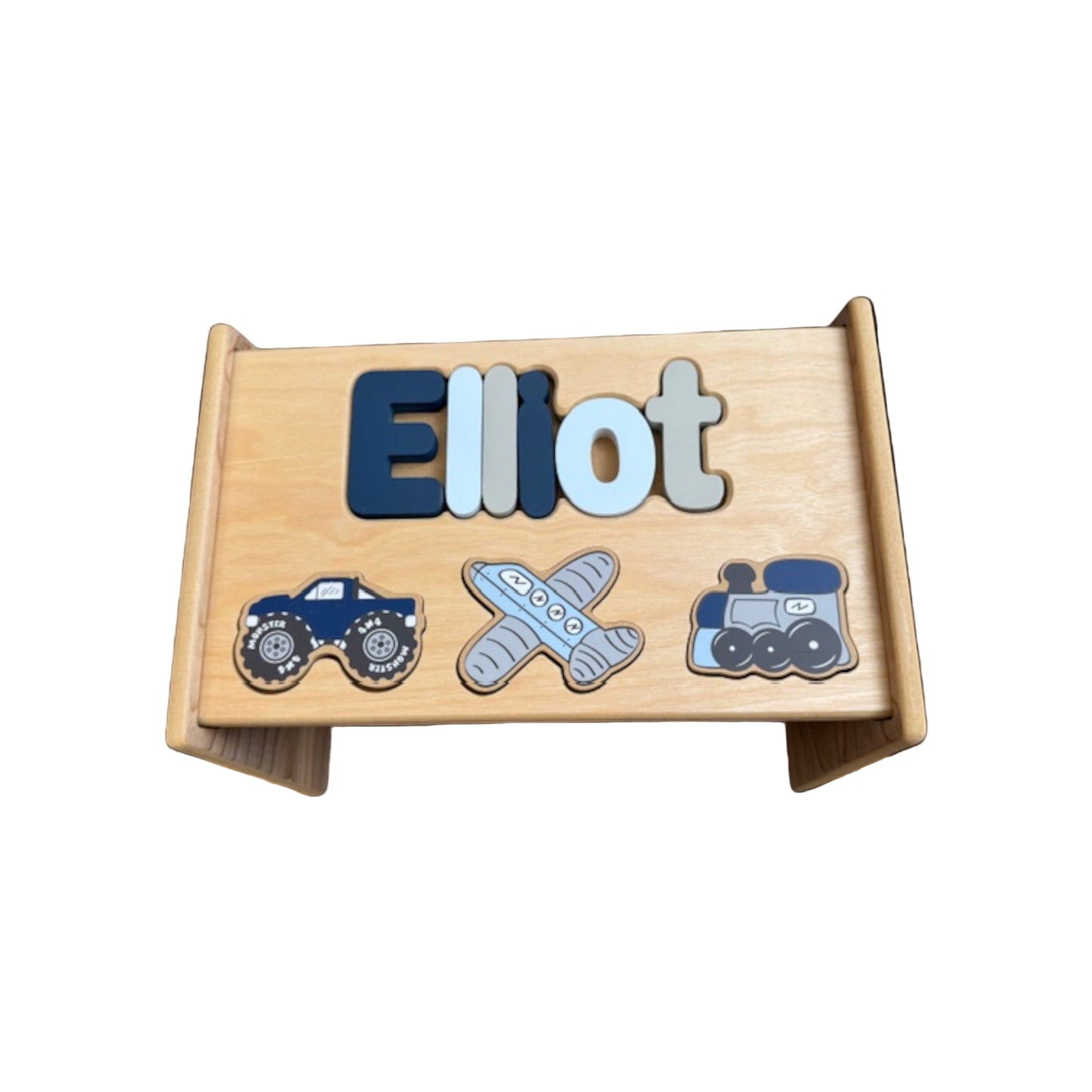 Elliot Blue/Grey Transportation Puzzle Stool