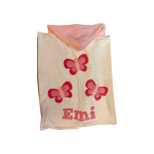 Emi Minky Butterfies Design Hooded Towel