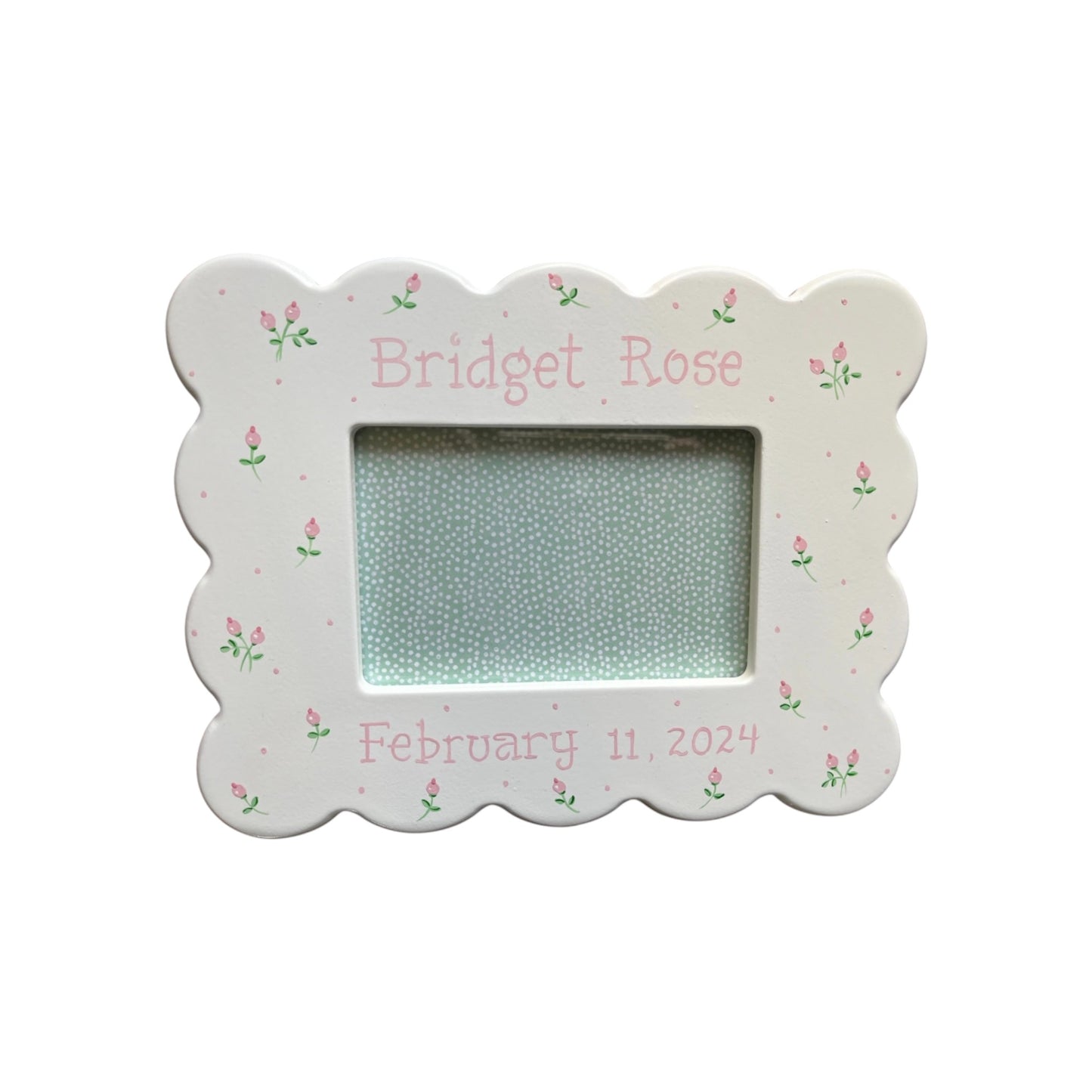 Bridget Rose Rosebuds Theme Scallop Personalized  Picture Frame