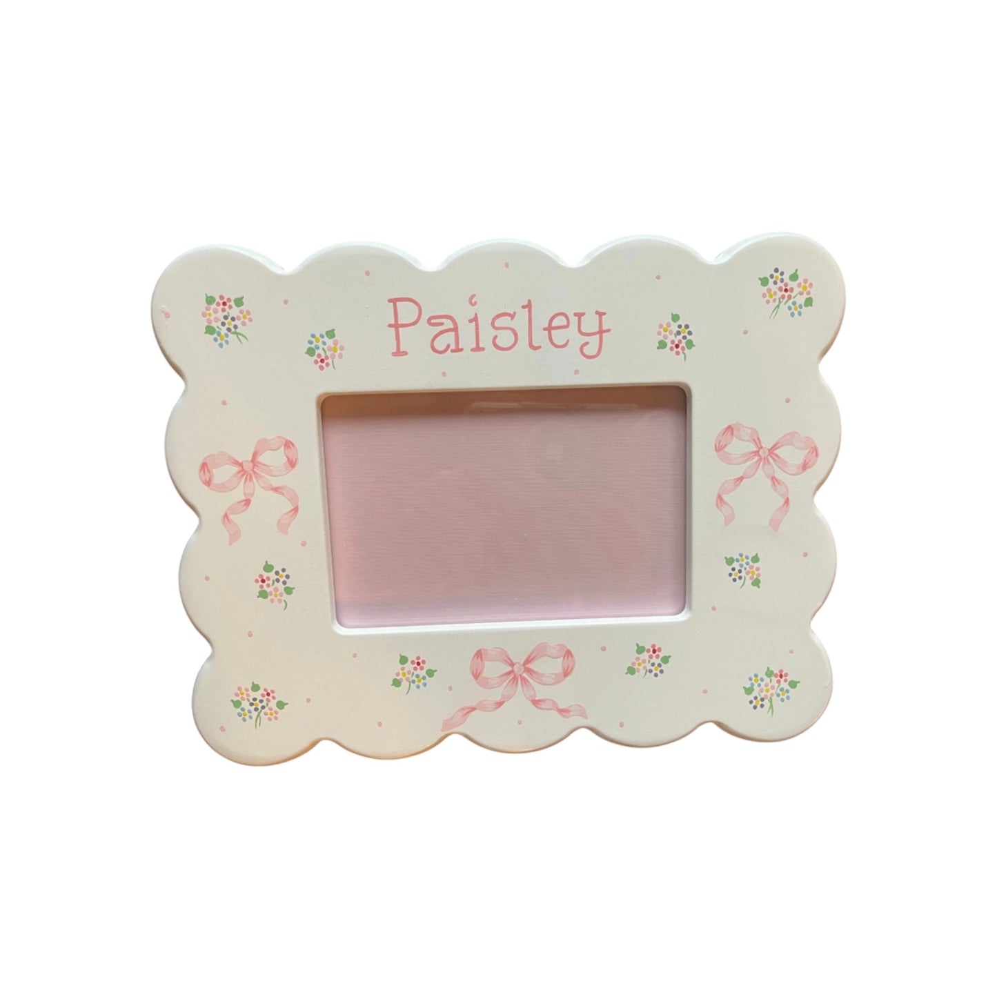 Paisley Bows/Flowers Theme Scallop Personalized  Picture Frame