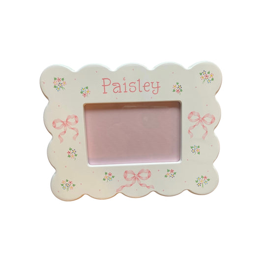 Paisley Bows/Flowers Theme Scallop Personalized  Picture Frame