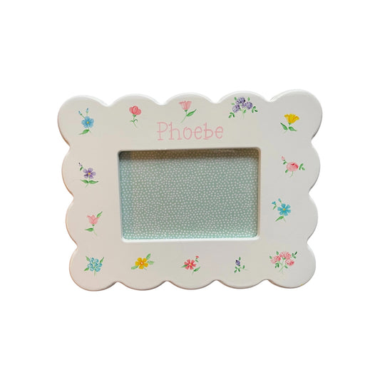 Phoebe Flowers Theme Scallop Personalized  Picture Frame